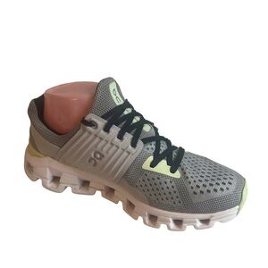 ON CLOUDS Running Gray and Neon Green Sneakers